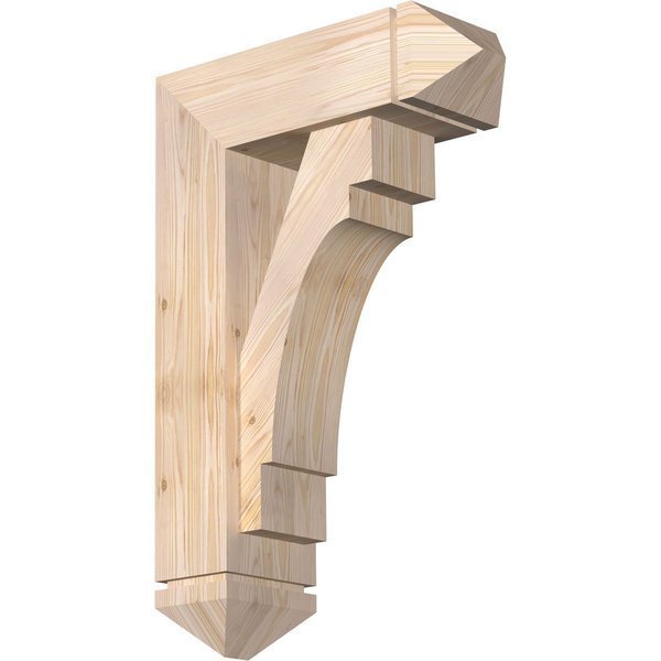Merced Arts and Crafts Smooth Bracket w/ Offset Brace, Douglas Fir, 7 1/2